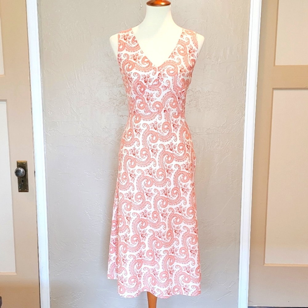 J Crew V-Neck Sleeveless Midi Toile Print Dress